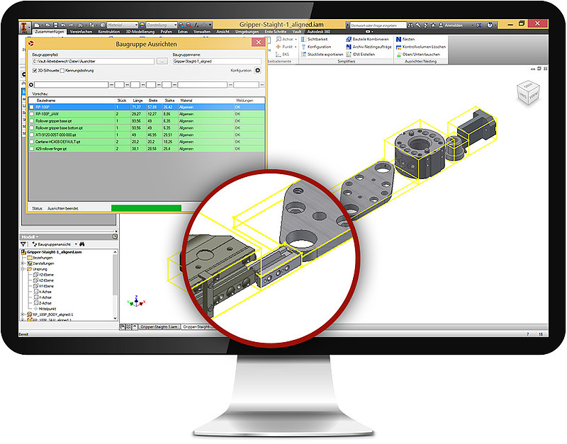 Screenshot: Erweiterungstool Simple-Aligner – Baugruppen Ausrichten